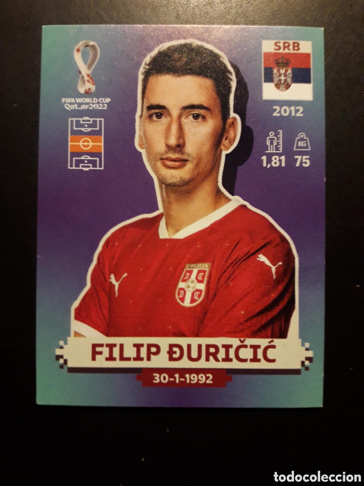 Fu&szlig;ball-Sticker: FILIP ĐURIČIĆ SERBIA N&deg; 8 COPA MUNDIAL DE F&Uacute;TBOL QATAR 2022 22 PANINI SIN PEGAR PEDIDO M&Iacute;NIMO 3&euro;