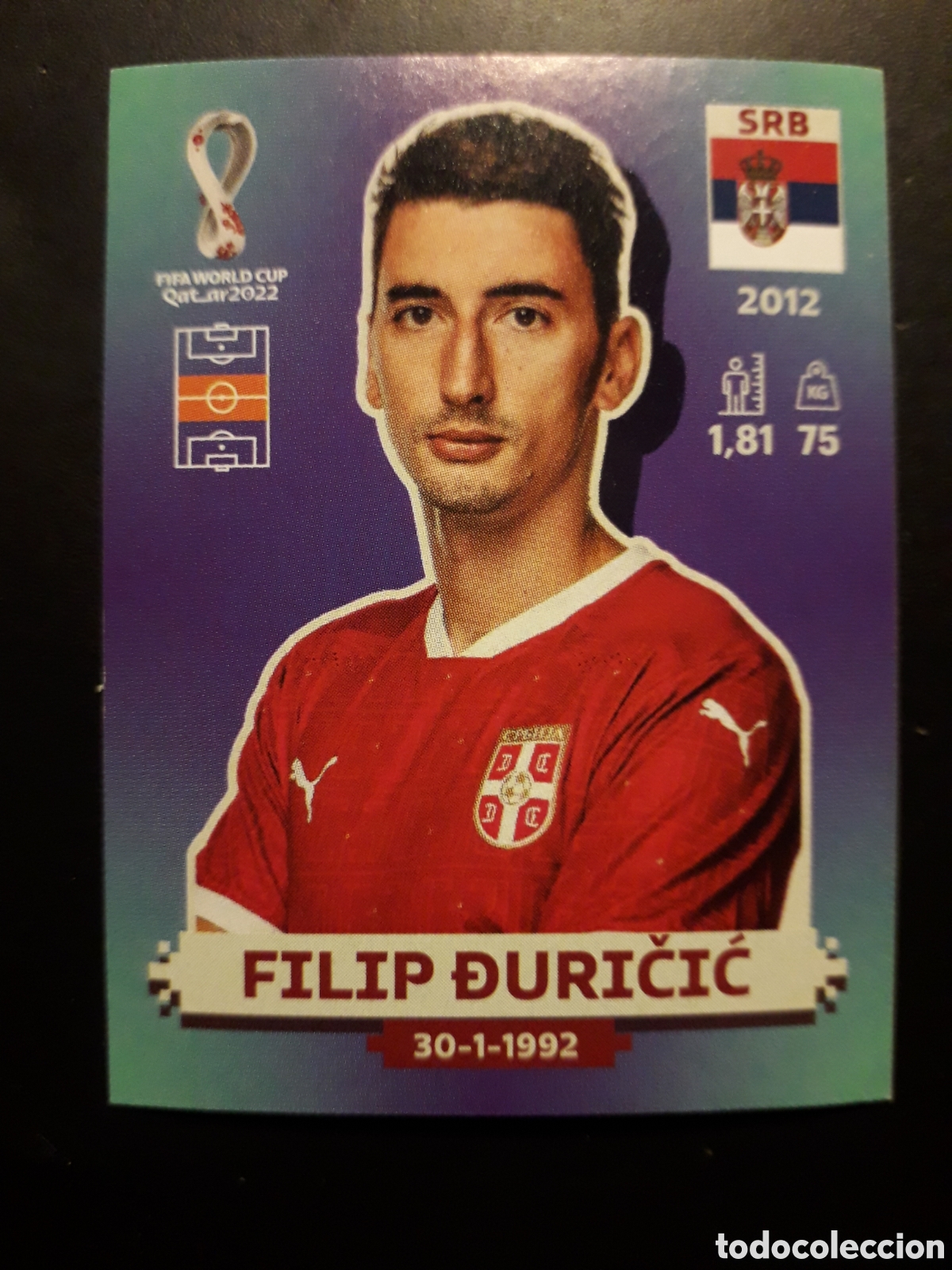 Fu&szlig;ball-Sticker: FILIP ĐURIČIĆ SERBIA N&deg; 8 COPA MUNDIAL DE F&Uacute;TBOL QATAR 2022 22 PANINI SIN PEGAR PEDIDO M&Iacute;NIMO 3&euro;
