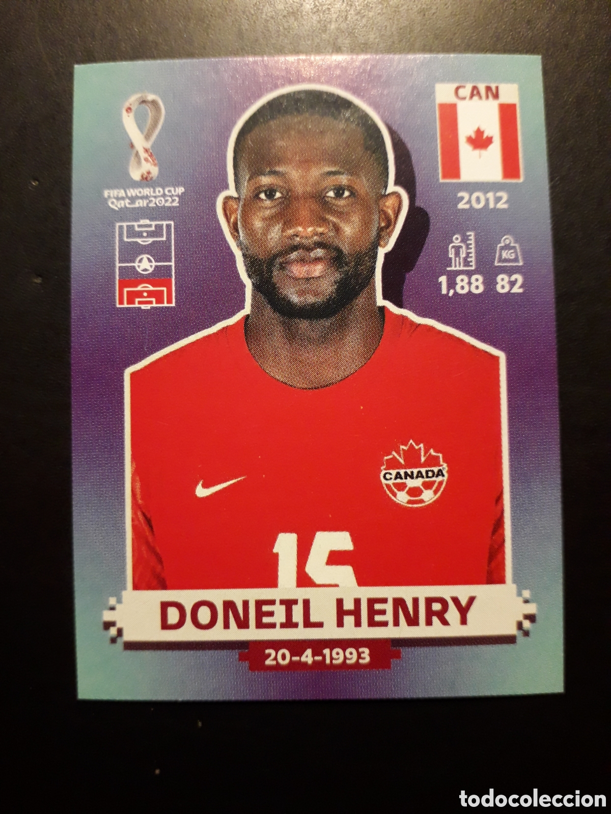 Cromos de f&uacute;tbol: DONEIL HENRY CANAD&Aacute; N&deg; 6 COPA MUNDIAL DE F&Uacute;TBOL QATAR 2022 22 PANINI SIN PEGAR PEDIDO M&Iacute;NIMO 3&euro;