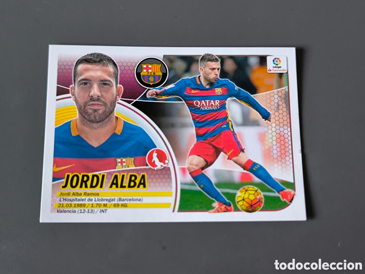 Cromos de f&uacute;tbol: JORDI ALBA 7 FC Barcelona Liga Este 16 17