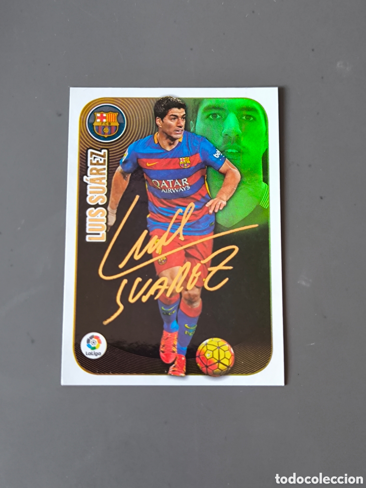 Cromos de f&uacute;tbol: LU&Iacute;S SU&Aacute;REZ Serie Oro 10 FC Barcelona Liga Este 16 17