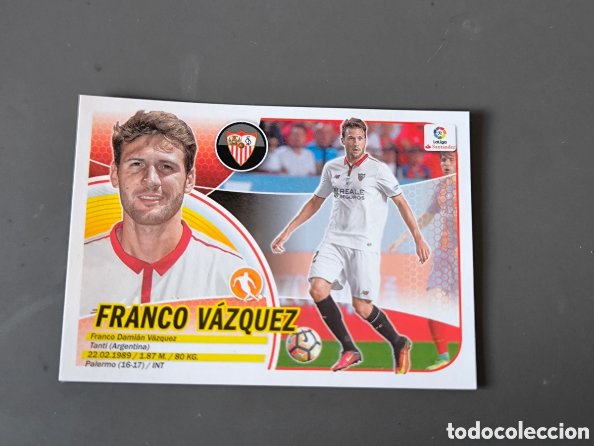 Football Stickers: FRANCO V&Aacute;ZQUEZ Fichaje 39 Sevilla FC Liga Este 16 17
