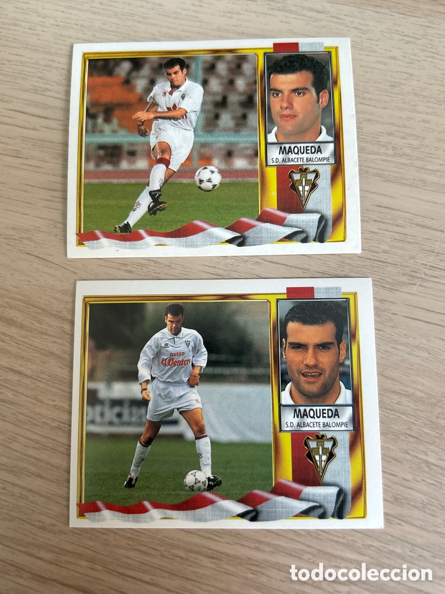 Figurine di Calcio: LOTE MAQUEDA ALBACETE 2 VERSIONES LIGA ESTE 1995 1996 95 96 NUNCA PEGADOS SIN PEGAR
