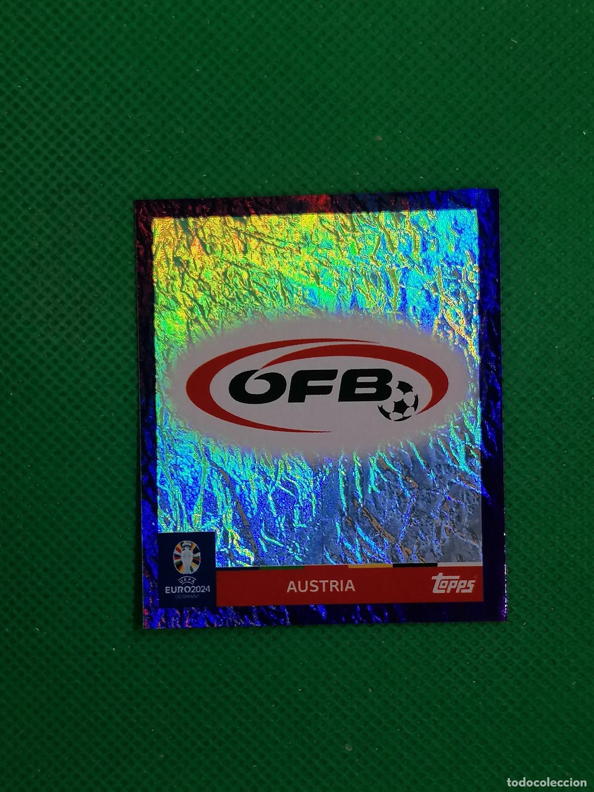 Cartes &agrave; collectionner de Football: AUT 1 AUT1 ESCUDO AUSTRIA PARALELA PURPLE ⚽ TOPPS EURO 2024 24 GERMANY STICKERS ⚽