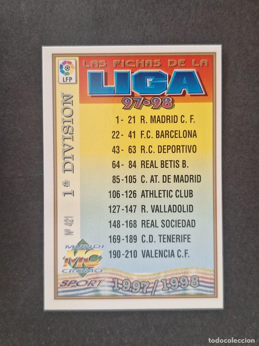 Cromos de Futebol: L1 INDICE 421 MUNDICROMO LAS FICHAS DE LA LIGA 1997 1998 97 98