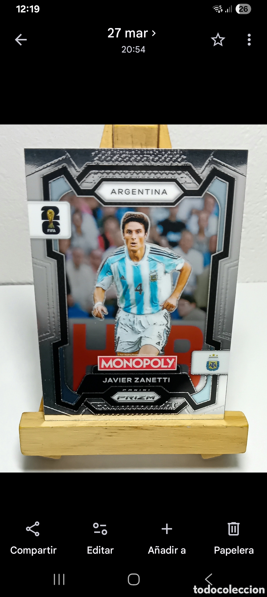 Cromos de f&uacute;tbol: JAVIER ZANETTI 2026 ARGENTINA MONOPOLY PRIZM PANINI.