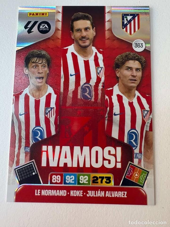 Cromos de f&uacute;tbol: Carta Le normand/Koke/Juli&aacute;n &Aacute;lvarez Atl&eacute;tico de Madrid Vamos 363 Adrenalyn 2025-26