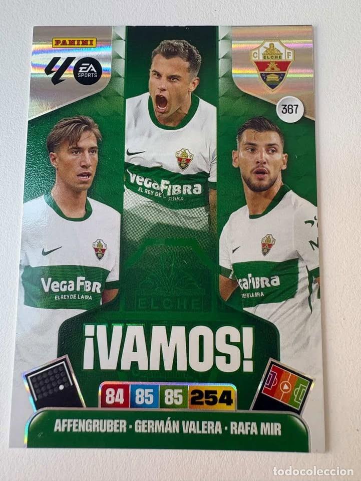 Cromos de f&uacute;tbol: Carta Affengruber/Germ&aacute;n Valera/Rafa Mir Elche Vamos 367 Adrenalyn 2025-26