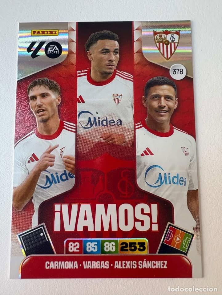 Cromos de f&uacute;tbol: Carta Carmona/Vargas/Alexis S&aacute;nchez Sevilla Vamos 378 Adrenalyn 2025-26