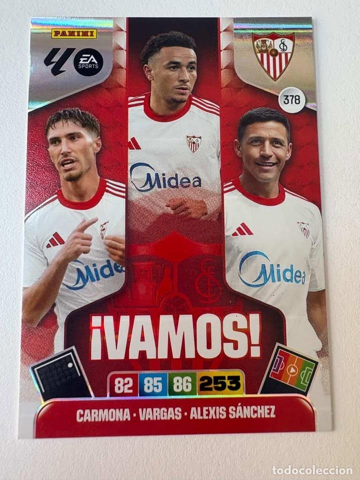 Cromos de f&uacute;tbol: Carta Carmona/Vargas/Alexis S&aacute;nchez Sevilla Vamos 378 Adrenalyn 2025-26