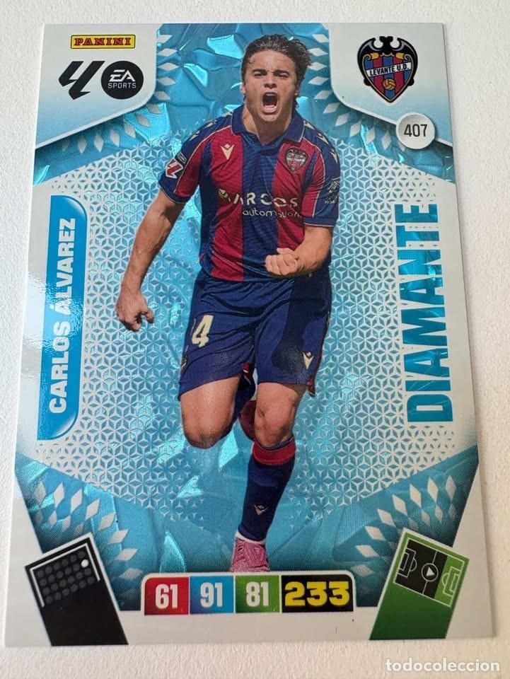 Cromos de f&uacute;tbol: Carta Carlos &Aacute;lvarez Diamante Levante 407 Adrenalyn 2025-26