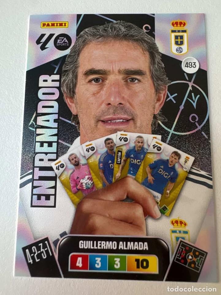 Cromos de f&uacute;tbol: Carta Guillermo Almada Entrenador Oviedo 493 Adrenalyn 2025-26