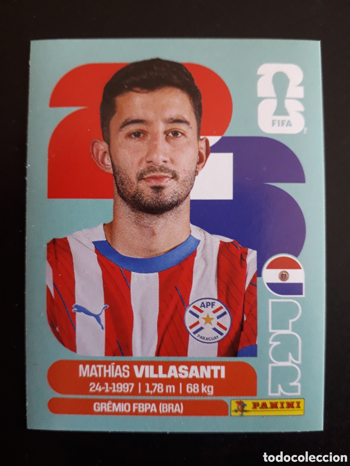 Fu&szlig;ball-Sticker: VILLASANTI PARAGUAY PAR 9 MUNDIAL F&Uacute;TBOL 2026 FIFA WORLD CUP PANINI SIN PEGAR PEDIDO M&Iacute;NIMO 3&euro;