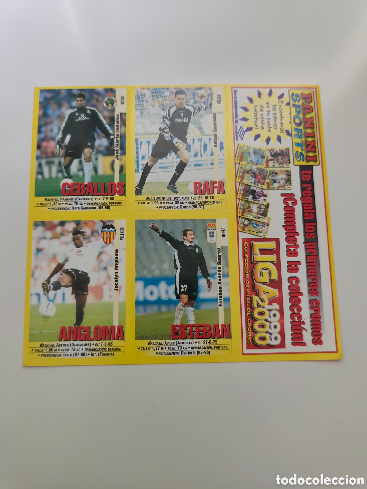 Cromos de Futebol: LAMINA 3/15 PROMOCIONAL PANINI LIGA 1999 2000