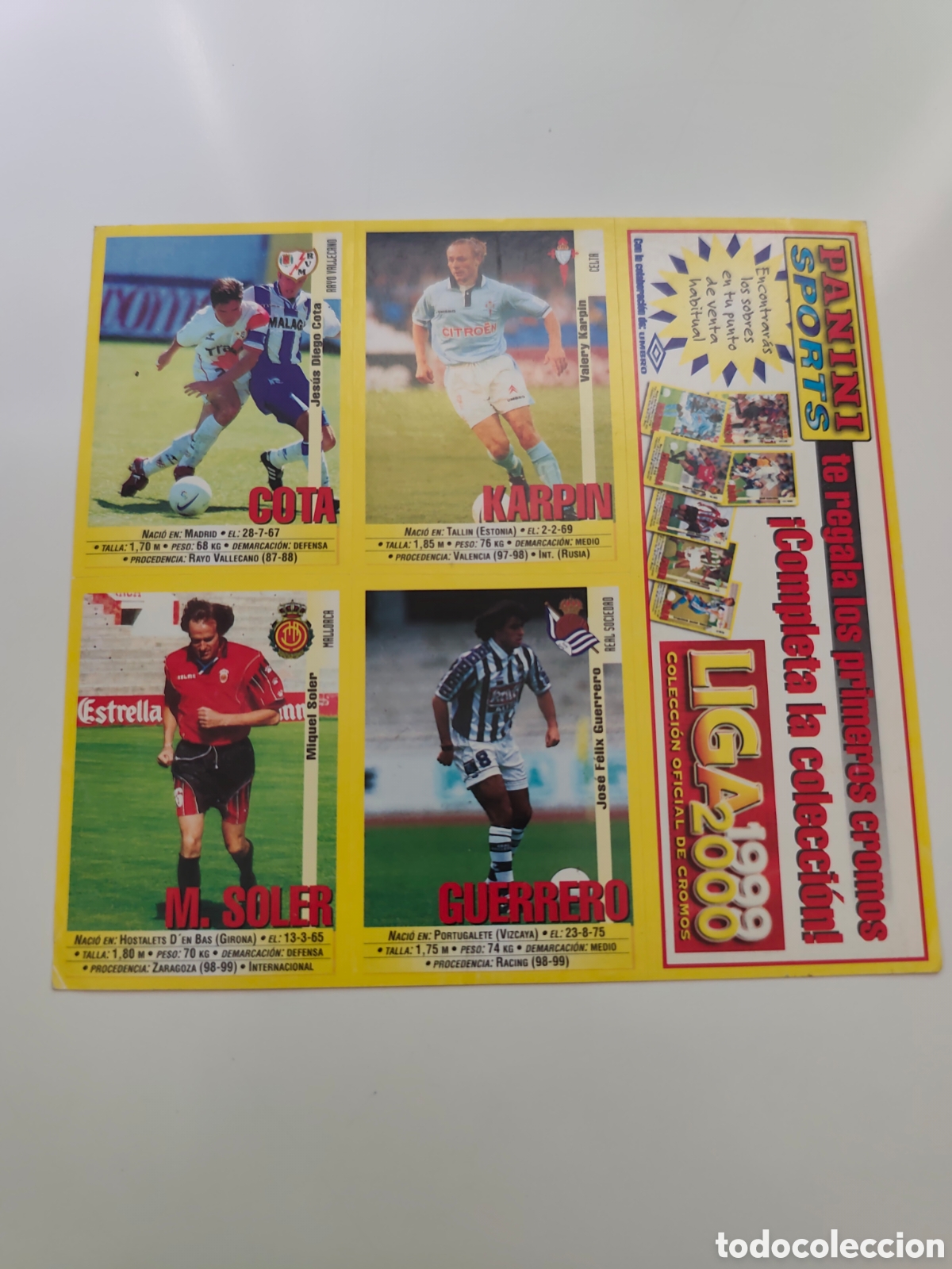Cromos de f&uacute;tbol: LAMINA 5/15 PROMOCIONAL PANINI LIGA 1999 2000