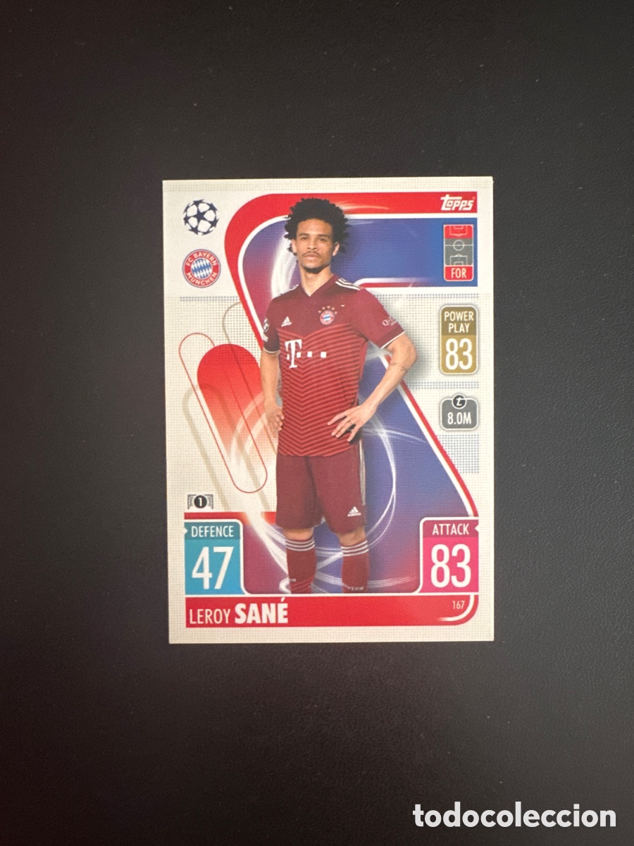 Figurine di Calcio: SANE BAYERN MUNCHEN N&Uacute;MERO 167 MATCH ATTAX 2021 2022