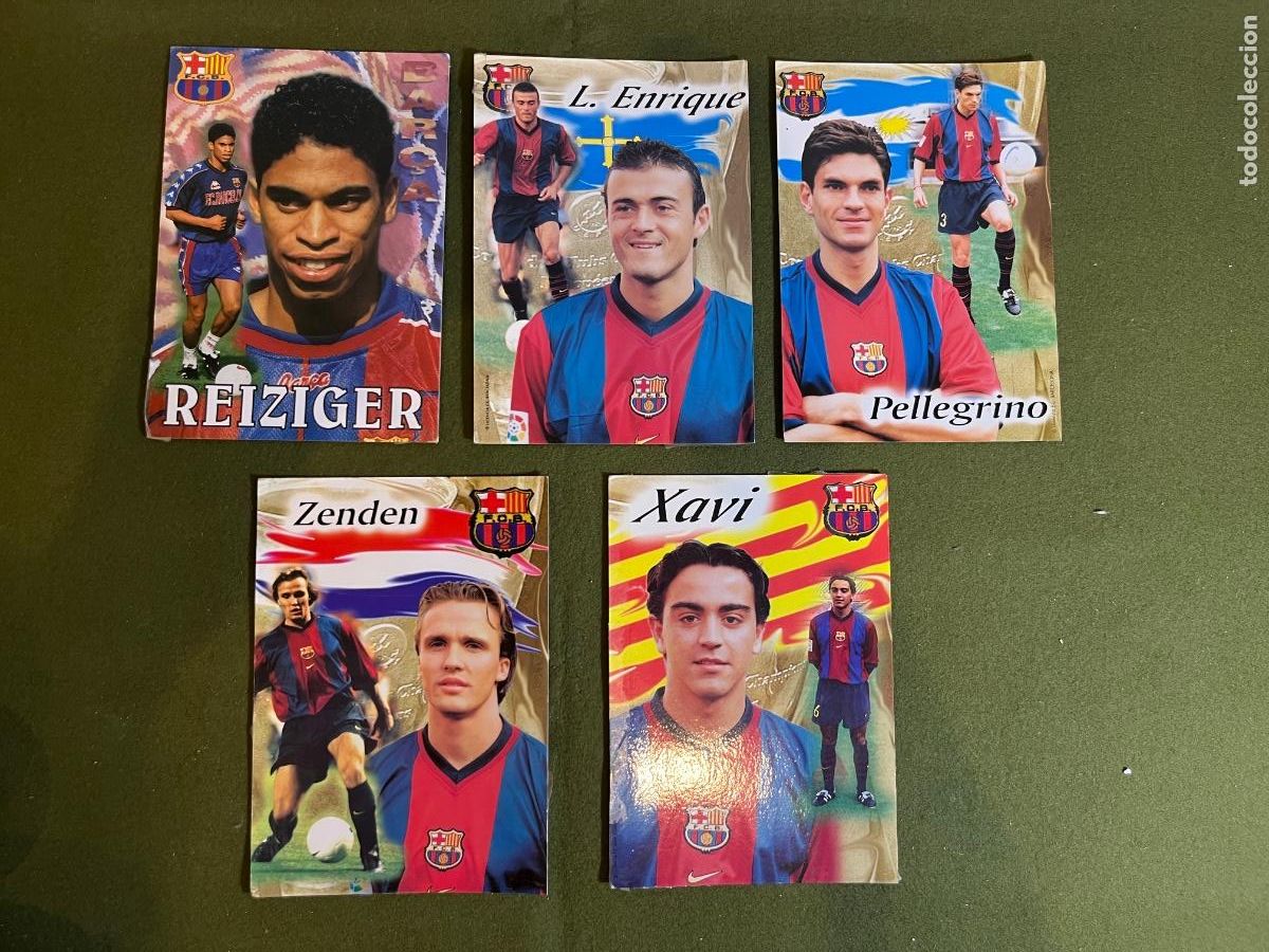 Cromos de f&uacute;tbol: Lote 5 Postales FC Barcelona Centenario 1999 Xavi Luis Enrique Zenden Reiziger Pellegrino