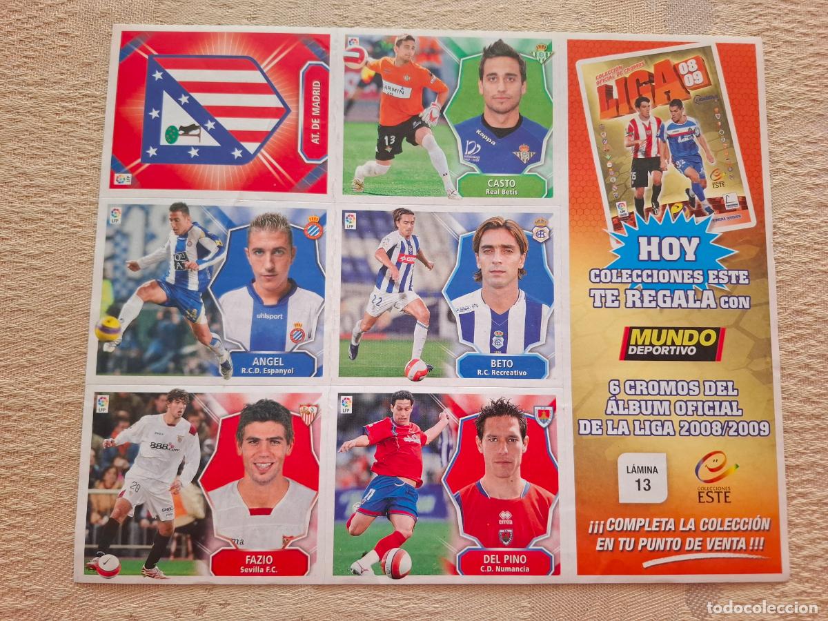 Cromos de f&uacute;tbol: ESTE 2008 2009 08 09 - L&Aacute;MINA/PLIEGO N&ordm; 13 - MUNDO DEPORTIVO