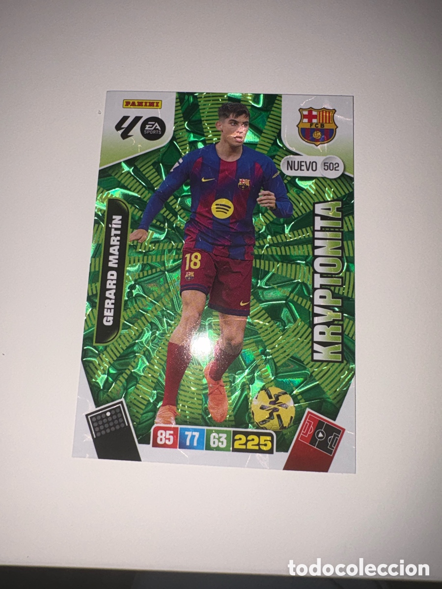 Cromos de f&uacute;tbol: Gerard Mart&iacute;n nuevo Kryptonita n&uacute;mero 502 Del Barcelona cromo adrenalyn XL 25-26 2025-2026