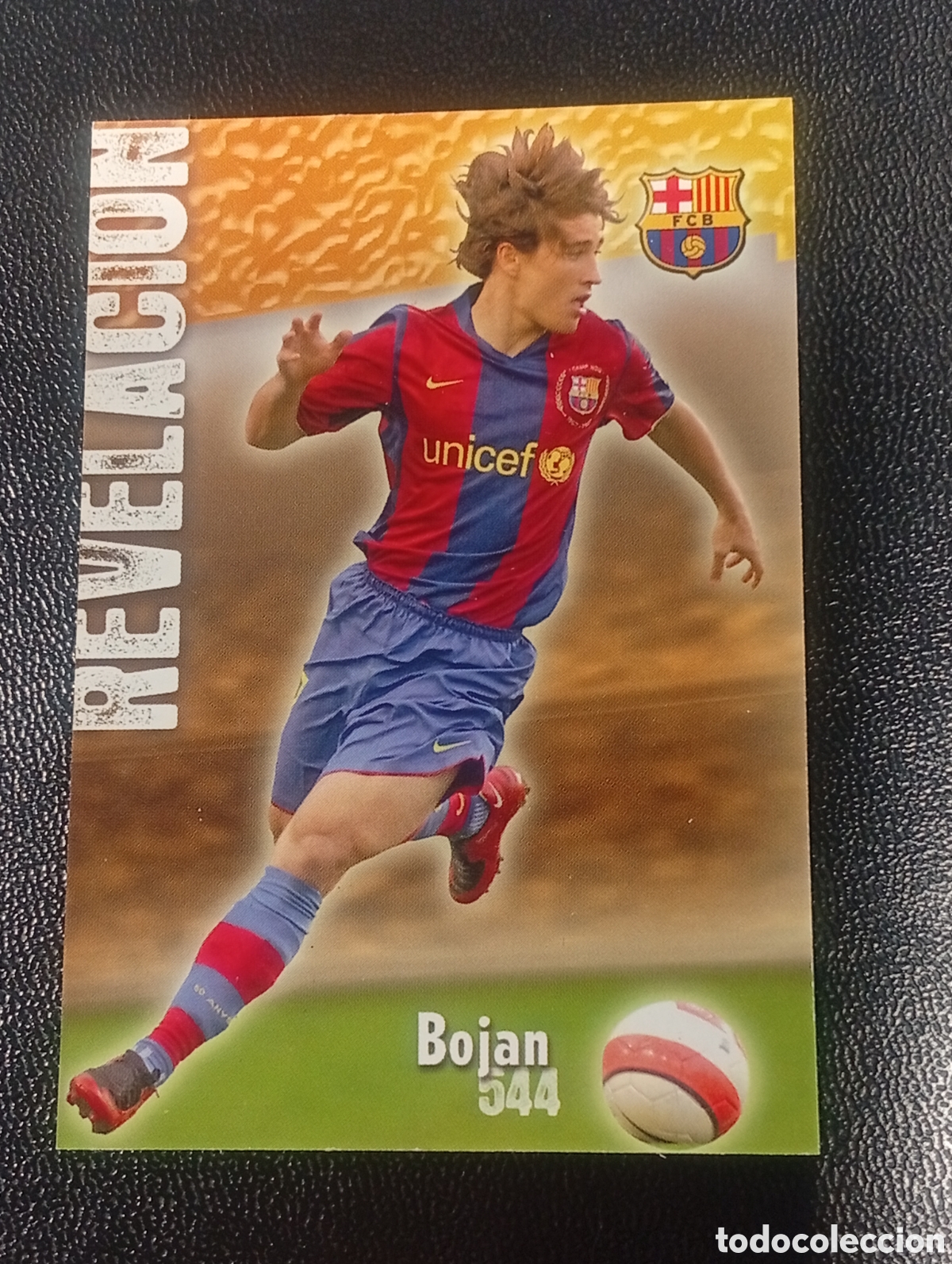 Fu&szlig;ball-Sticker: 544 brillo mate puntas cuadradas Bojan Revelacion BARCELONA Mundicromo 2008 2009 Panini Megacracks