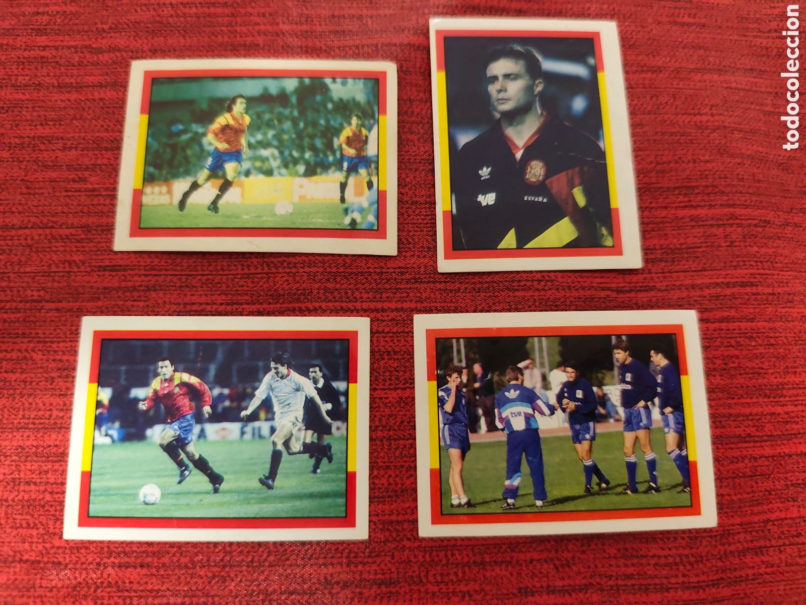 Figurine di Calcio: 4 CROMOS SIN PEGAR ESPA&Ntilde;A 94 MUNDICROMO CAMPEONATO MUNDIAL USA 94