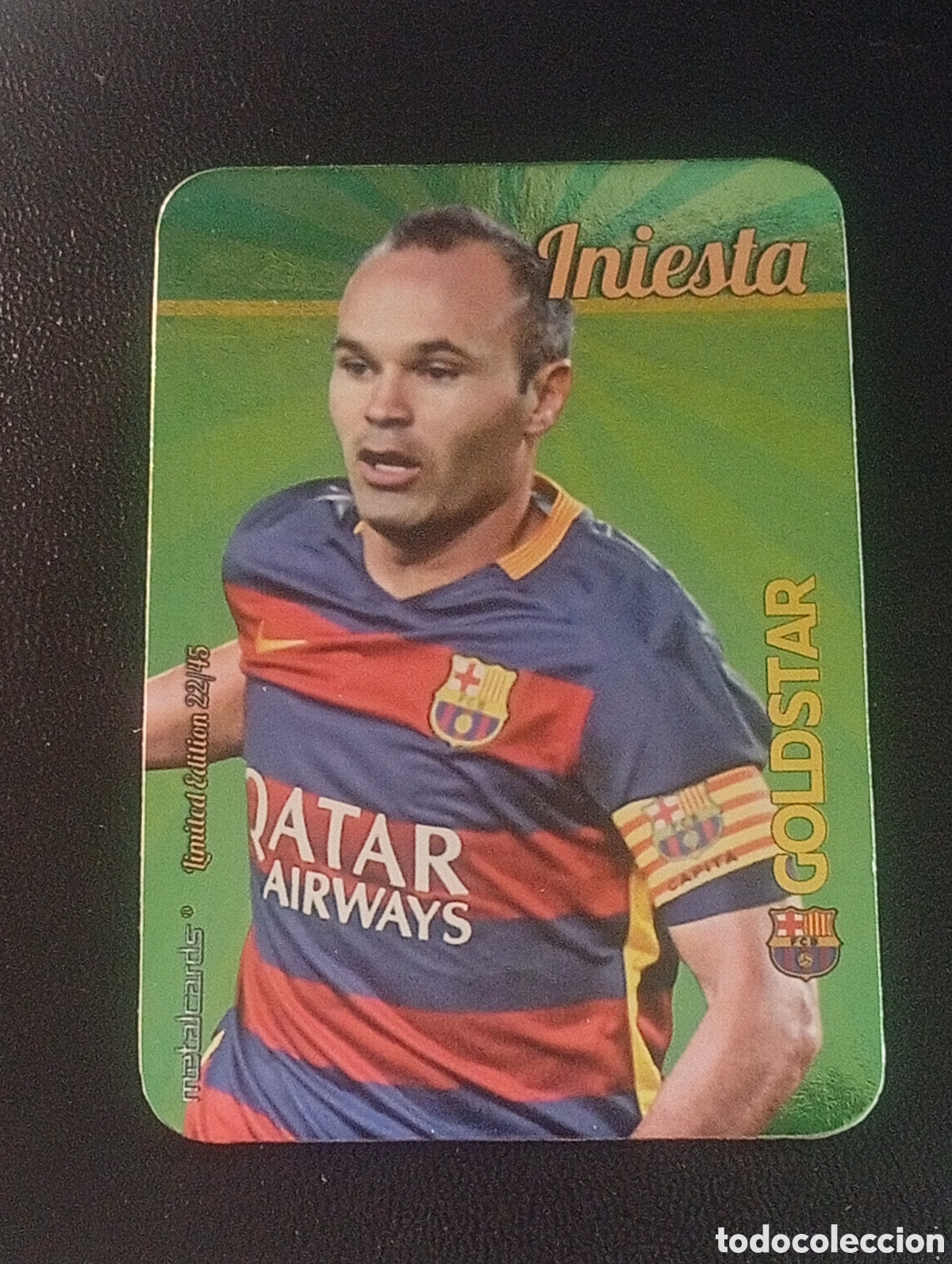 Cromos de f&uacute;tbol: 2/45 goldstar INIESTA BARCELONA GOLD STAR MUNDICROMO 2015 2016 15 16 CROMOS CARDS MEGACRACKS TOPPS