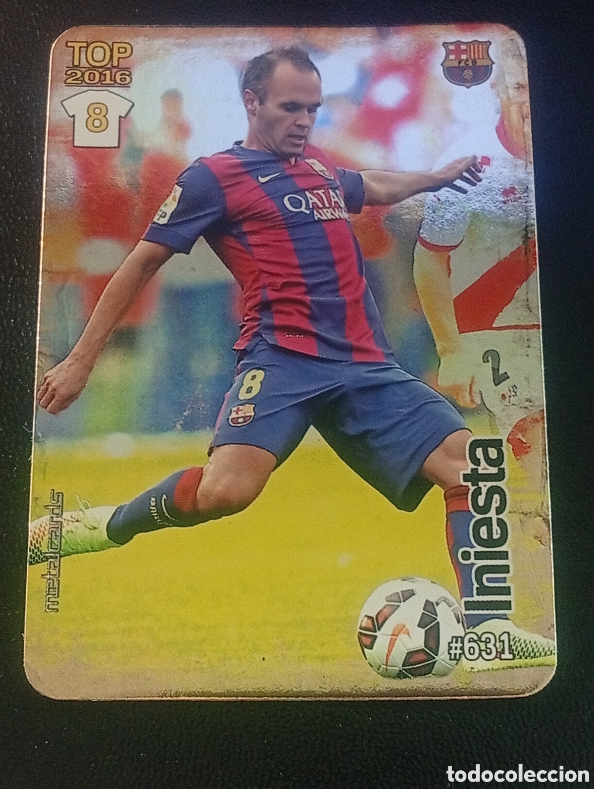 Cromos de f&uacute;tbol: 631 brillo liso INIESTA BARCELONA MUNDICROMO 2015 2016 15 16 CROMO CARD PANINI MEGACRACKS TOPPS