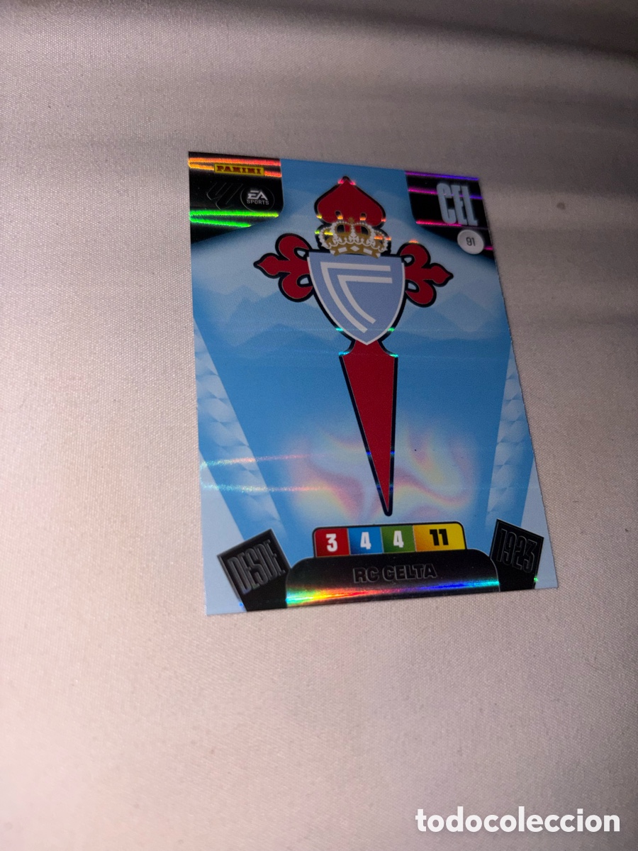 Cromos de f&uacute;tbol: Escudo del celta n&uacute;mero 91 cromo adrenalyn XL 25-26 2025-2026