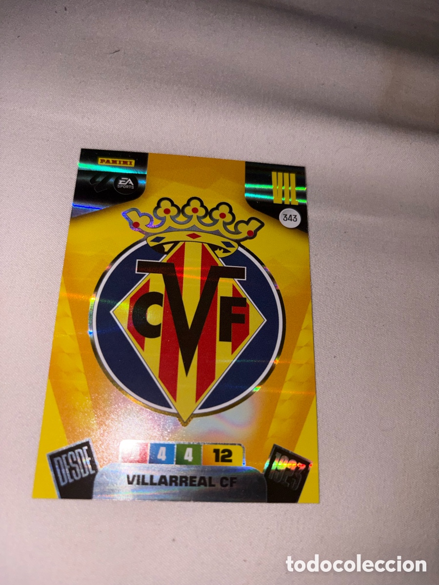 Cromos de f&uacute;tbol: Escud&oacute; del Villarreal n&uacute;mero 343 cromo adrenalyn XL 25-26 2025-2026