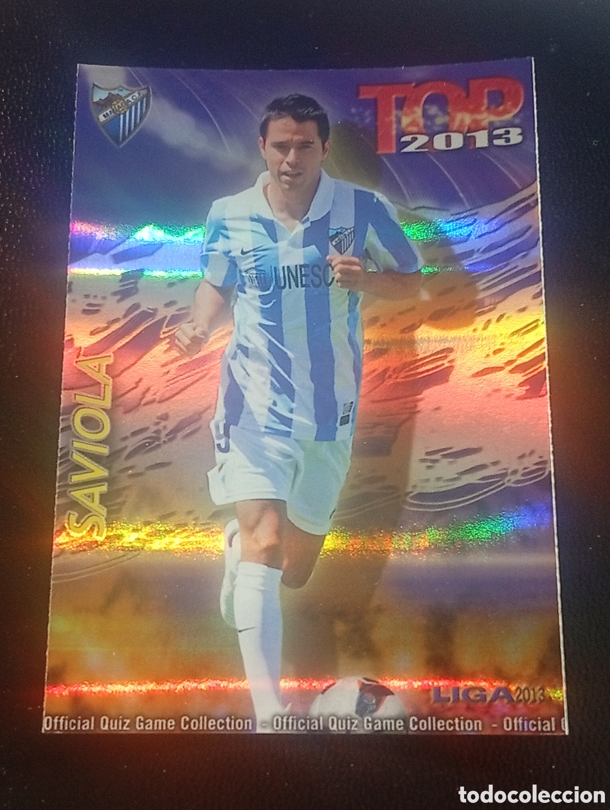 Cromos de f&uacute;tbol: 628 brillo morado rayas SAVIOLA MALAGA cromos MUNDICROMO 2012 2013 12 13