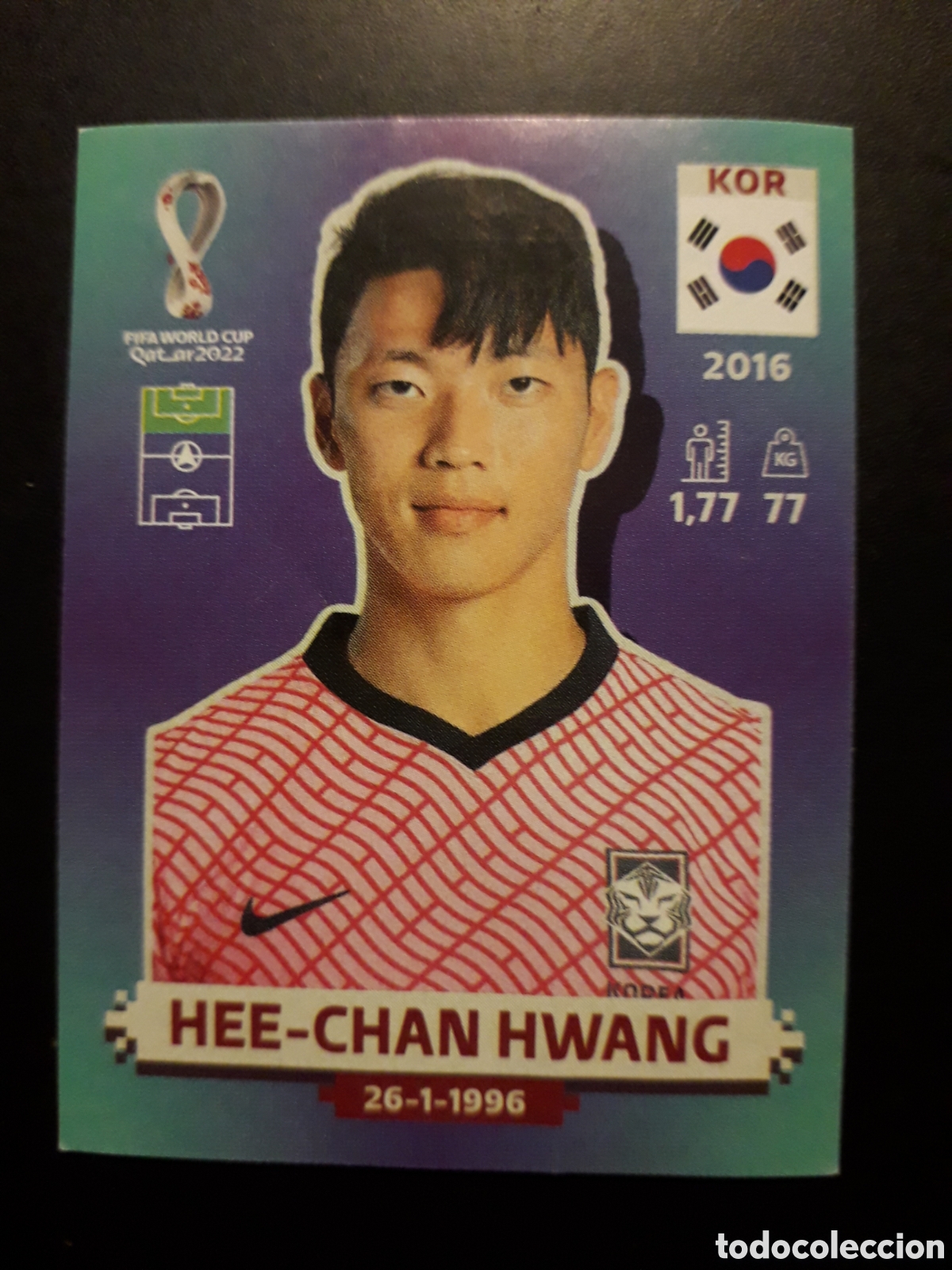 Cromos de f&uacute;tbol: HEE-CHAN HWANG COREA N&deg; 16 COPA MUNDIAL DE F&Uacute;TBOL QATAR 2022 22 PANINI SIN PEGAR PEDIDO M&Iacute;NIMO 3&euro;