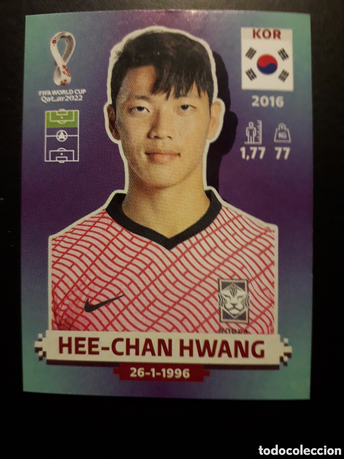 Cromos de f&uacute;tbol: HEE-CHAN HWANG COREA N&deg; 16 COPA MUNDIAL DE F&Uacute;TBOL QATAR 2022 22 PANINI SIN PEGAR PEDIDO M&Iacute;NIMO 3&euro;