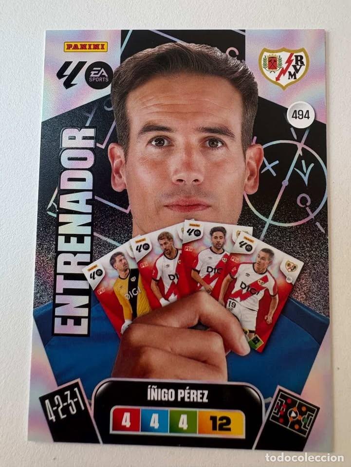 Cromos de f&uacute;tbol: Carta &Iacute;&ntilde;igo P&eacute;rez Entrenador Rayo Vallecano 494 Adrenalyn 2025-26