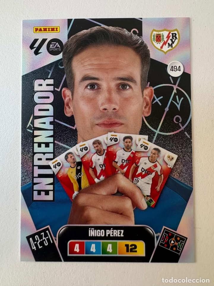 Cromos de f&uacute;tbol: Carta &Iacute;&ntilde;igo P&eacute;rez Entrenador Rayo Vallecano 494 Adrenalyn 2025-26