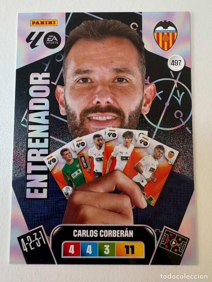 Cromos de f&uacute;tbol: Carta Carlos Corber&aacute;n Entrenador Valencia 497 Adrenalyn 2025-26