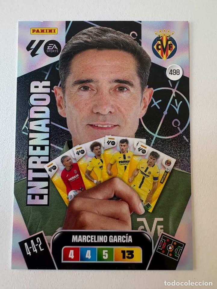 Cromos de f&uacute;tbol: Carta Marcelino Garc&iacute;a Entrenador Villareal 498 Adrenalyn 2025-26