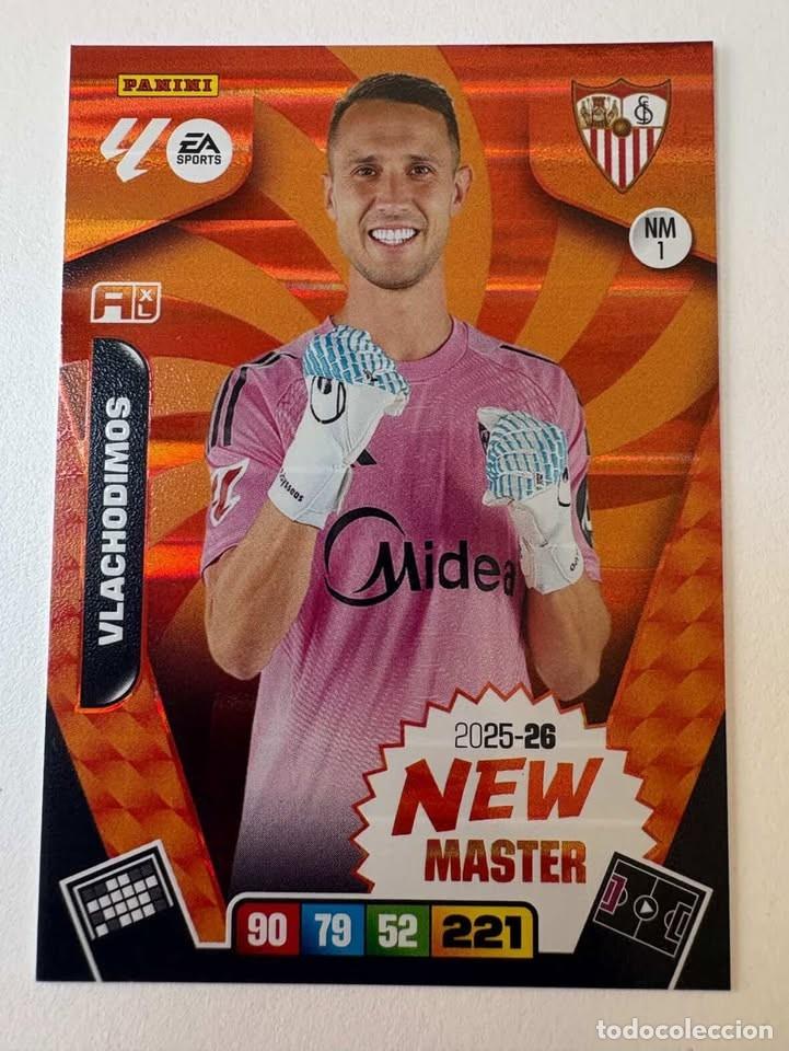 Cromos de f&uacute;tbol: Carta Vlachodimos New M&aacute;ster Sevilla NM1 Adrenalyn 2025-26
