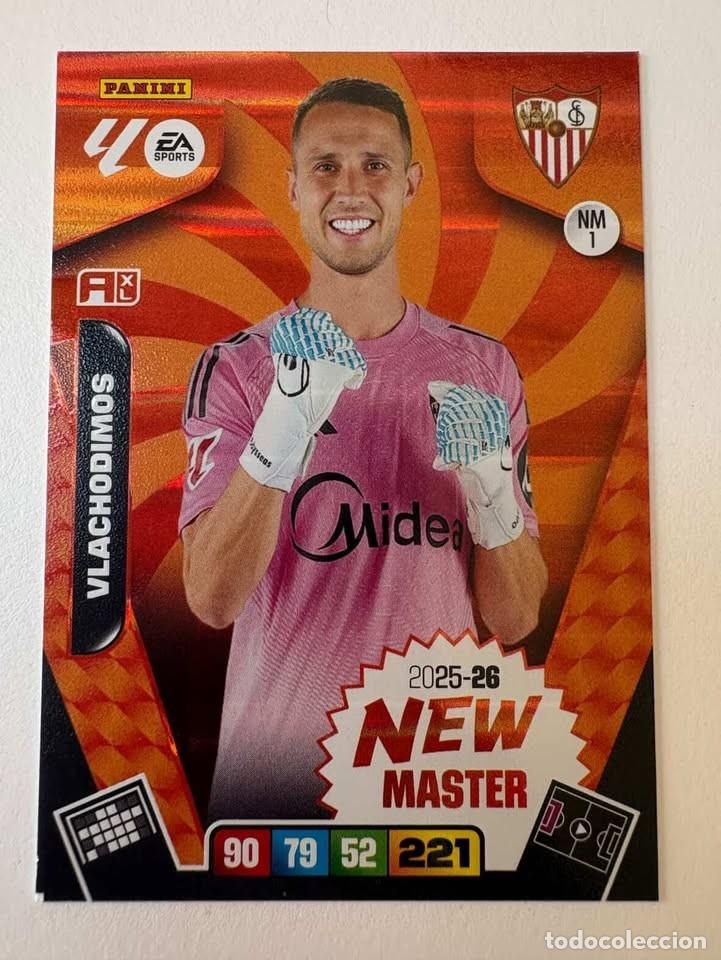 Cromos de f&uacute;tbol: Carta Vlachodimos New M&aacute;ster Sevilla NM1 Adrenalyn 2025-26