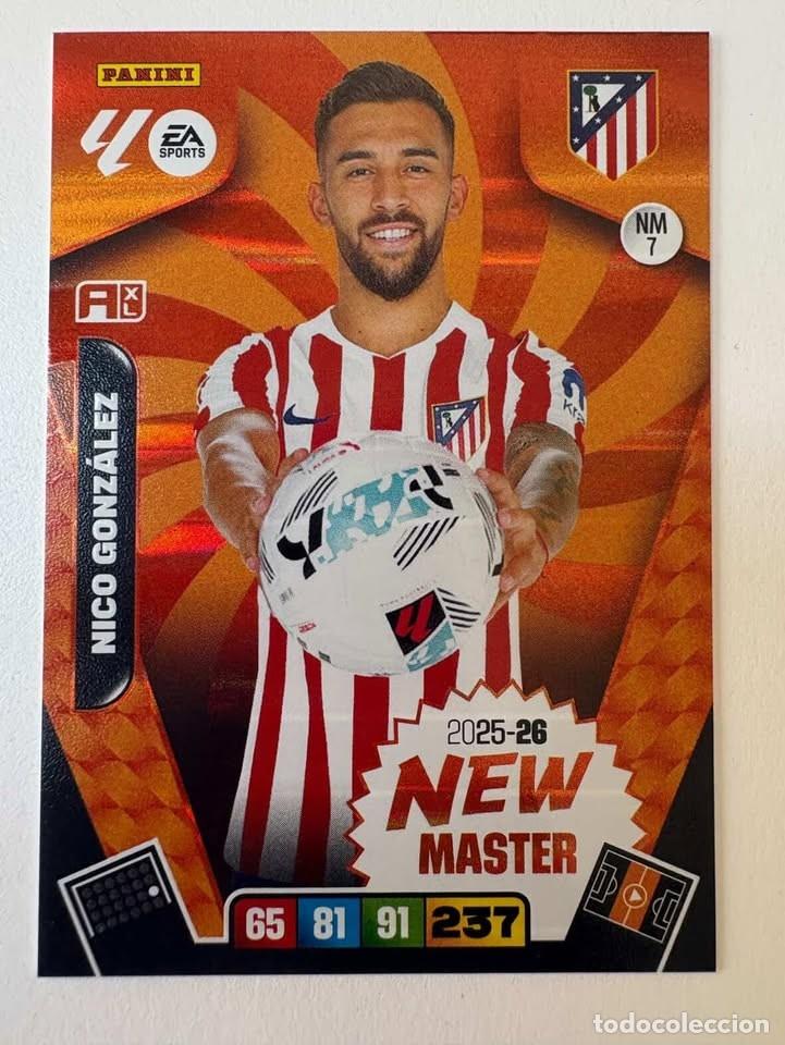 Cromos de f&uacute;tbol: Carta Nico Gonz&aacute;lez New M&aacute;ster Atl&eacute;tico de Madrid NM7 Adrenalyn 2025-26