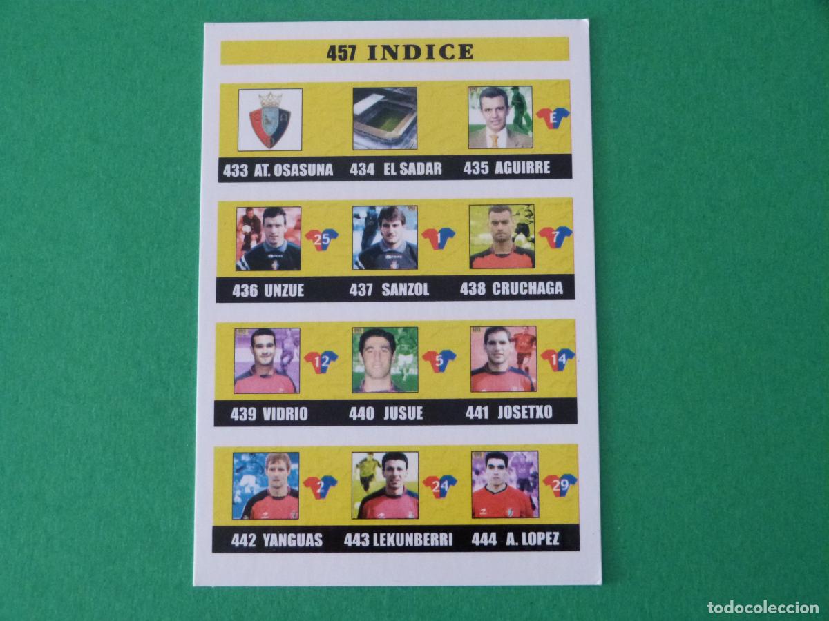 Cromos de f&uacute;tbol: TRADING CARD FUTBOL INDICE AT. OSASUNA N&ordm; 457 FICHAS LIGA MUNDICROMO 2002-2003/02-03