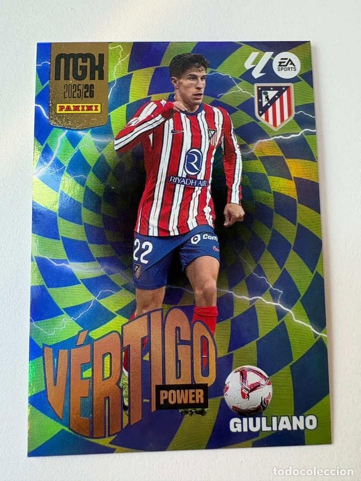 Football Stickers: Carta Giuliano Atl&eacute;tico de Madrid V&eacute;rtigo Paralela 383 Megacracks 2025-26