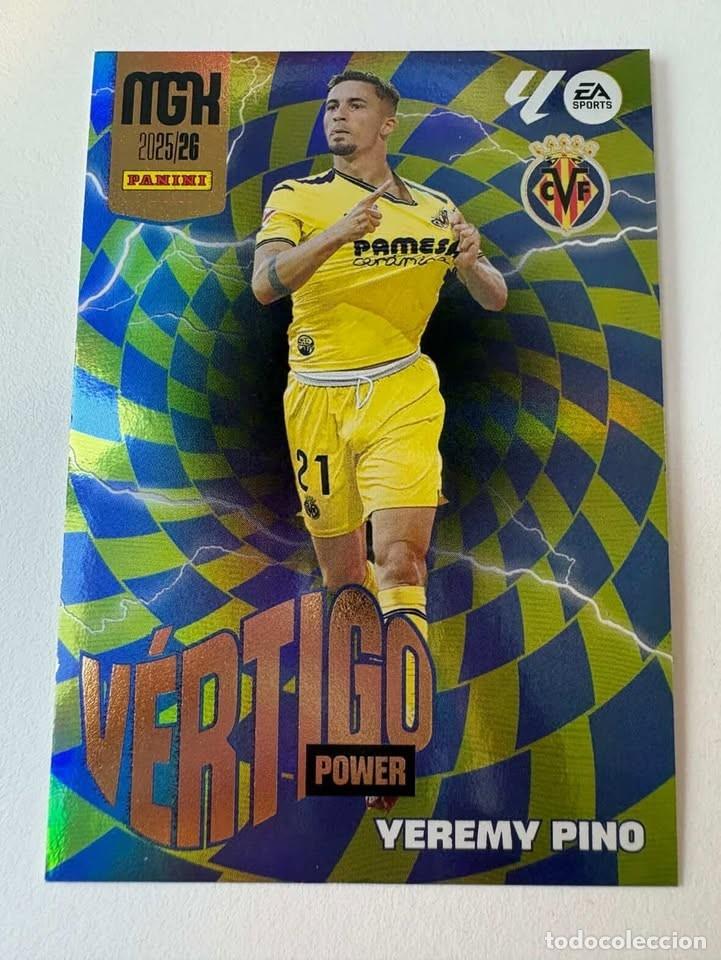 Cromos de f&uacute;tbol: Carta Yeremy Pino Villareal V&eacute;rtigo Power 387 Megacracks 2025-26