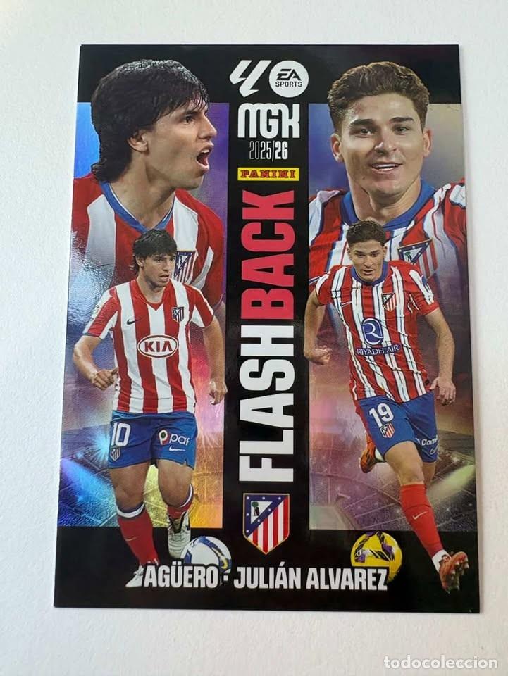 Fu&szlig;ball-Sticker: Carta Ag&uuml;ero/Juli&aacute;n &Aacute;lvarez Atl&eacute;tico de Madrid Flashback 424 Megacracks 2025-26