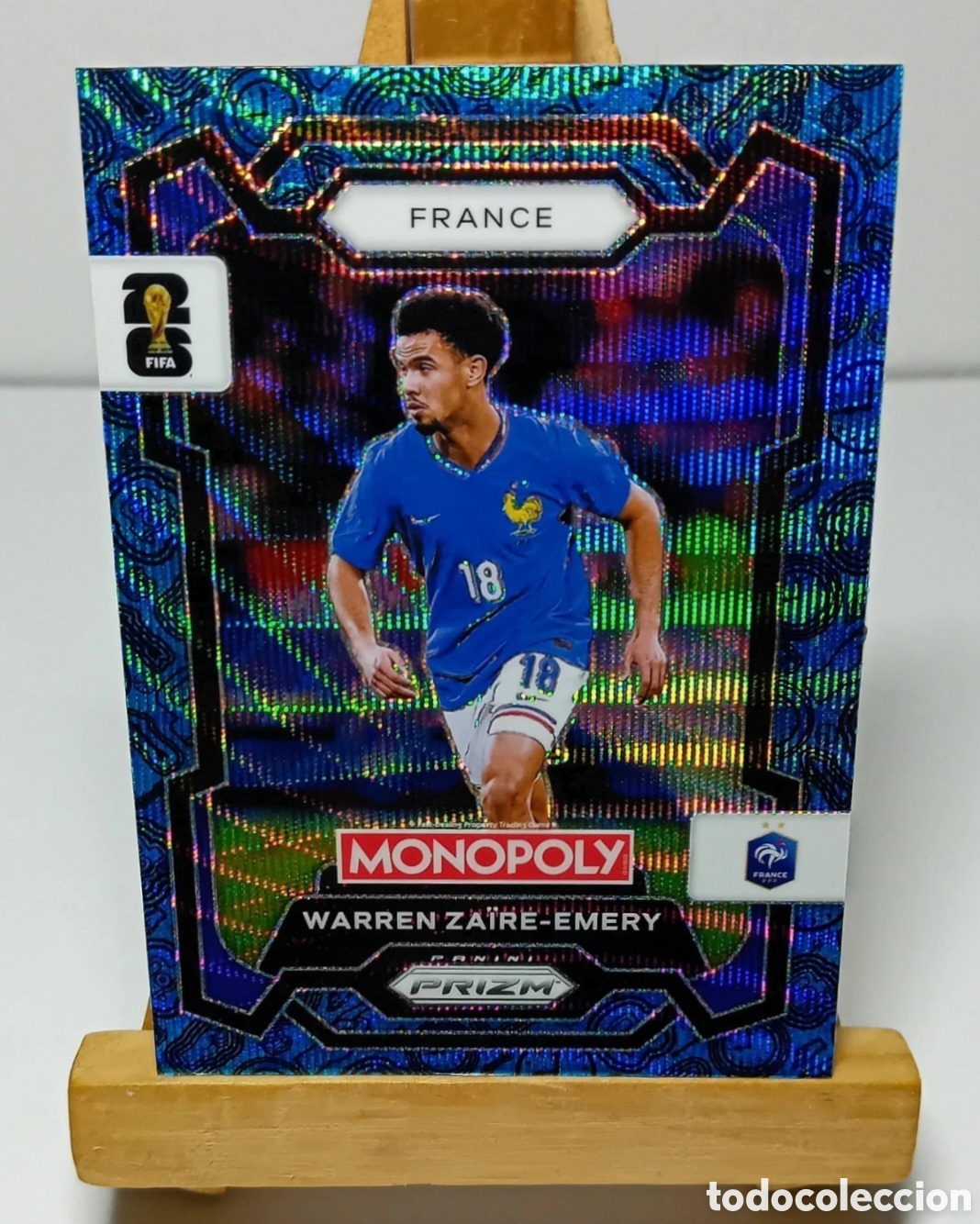 Fu&szlig;ball-Sticker: WARREN ZAIRE-EMERY 2026 FRANCIA MONOPOLY FOUR CORNERS BLUE WAVE PRIZM PANINI.