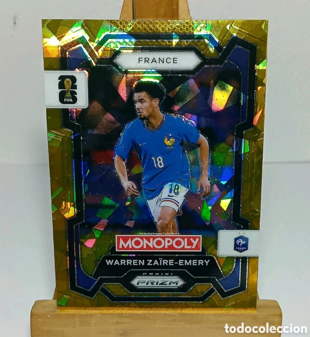 Fu&szlig;ball-Sticker: WARREN ZAIRE-EMERY 2026 FRANCIA MONOPOLY GOLD CRACKED ICE PRIZM PANINI.
