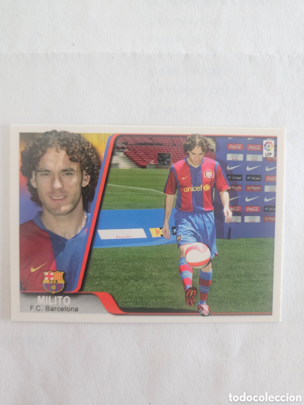 Cromos de f&uacute;tbol: FICHAJE UH 363 MILITO F.C. BARCELONA CROMOS EDICIONES ESTADIO MUNDICROMO LIGA 2007-2008 07-08