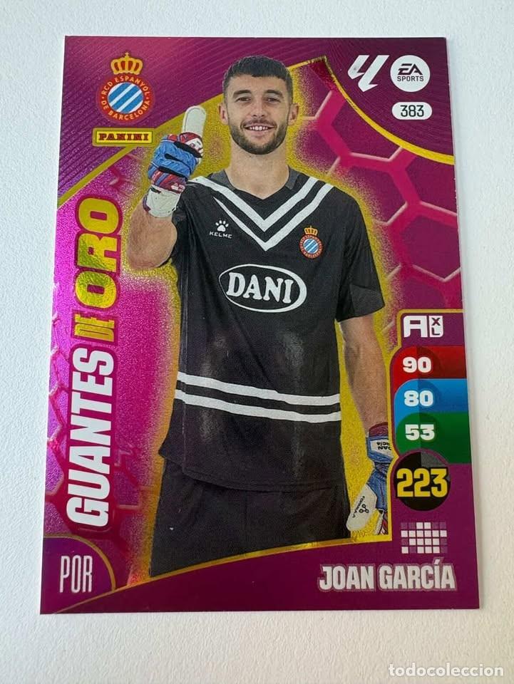 Cromos de f&uacute;tbol: Carta Joan Garc&iacute;a Espanyol Guantes de Oro 383 Adrenalyn 2024-25