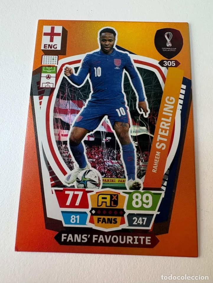 Cromos de Futebol: Carta Sterling Fans' Favourite Machine Inglaterra 305 Mundial Qatar Adrenalyn 2022