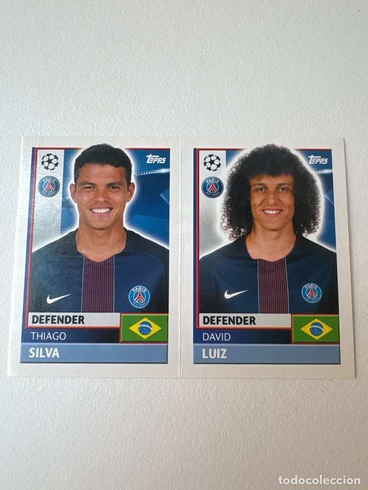 Cromos de f&uacute;tbol: Carta Thiago Silva y David Luiz Brasil PSG 8/9 Topss