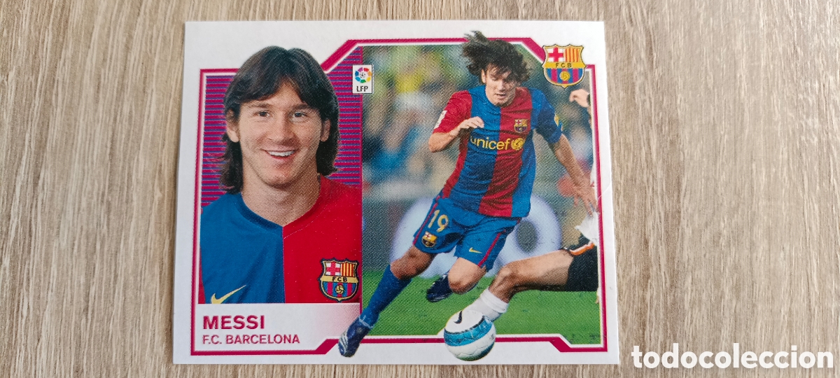 Cromos de f&uacute;tbol: Cromo nuevo de Messi sin pegar temporada 07-08